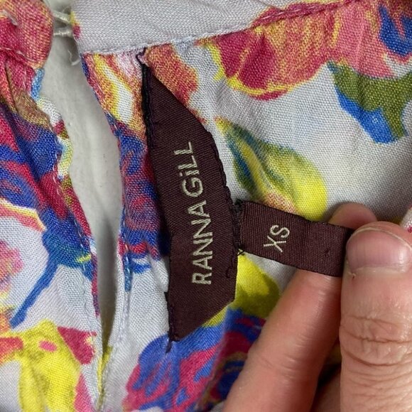 Anthropologie Ranna Gill Faye Floral Top Bright Colourful Size XS Bohemian Boho - Picture 4 of 8